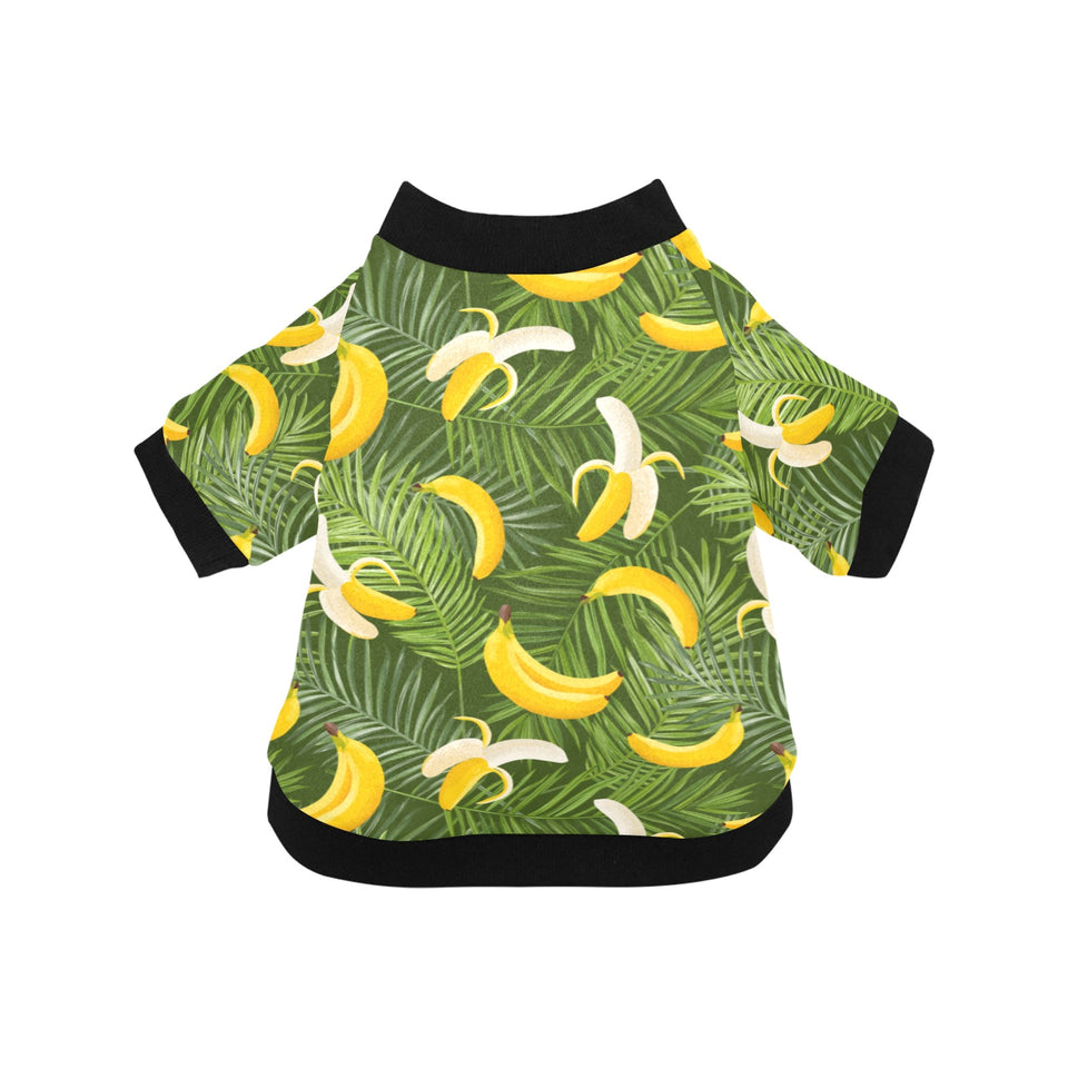 Banana Palm Leaves pattern All Over Print Pet Dog Round Neck Fuzzy Shirt
