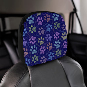 Dog Paws Pattern Print Design 02 Car Headrest Cover