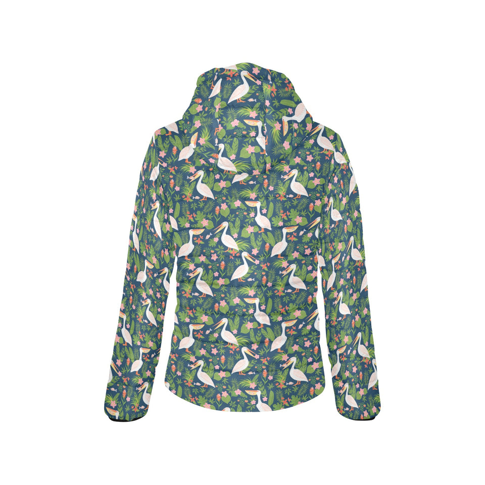 Pelican Pattern Print Design 05 Women's Padded Hooded Jacket