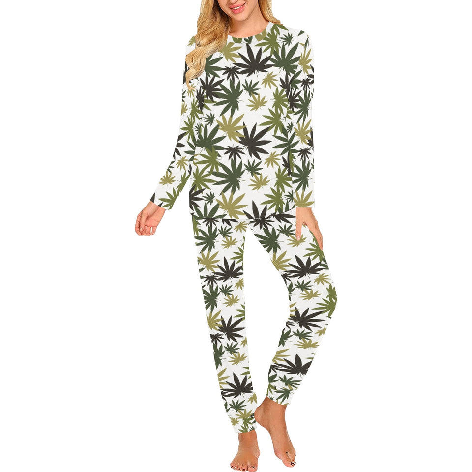 Canabis Marijuana Weed Pattern Print Design 05 Women's All Over Print Pajama Set