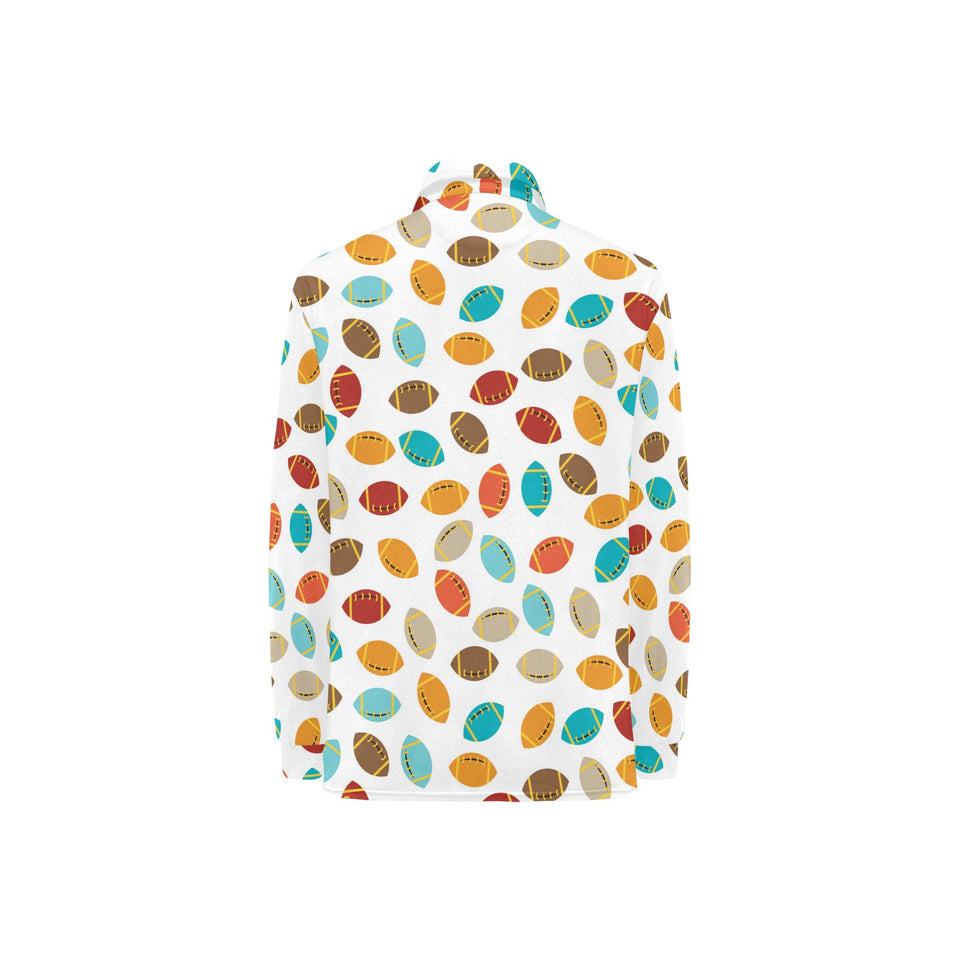 Colorful american football ball pattern Women's Long Sleeve Polo Shirt