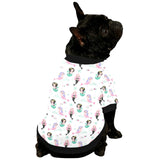 cute mermaid dolphin fish starfish pattern All Over Print Pet Dog Round Neck Fuzzy Shirt