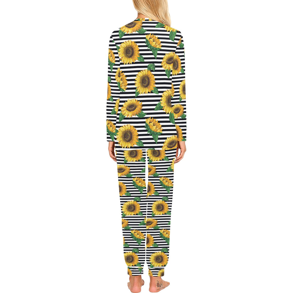 sunflowers ribbon background Women's All Over Print Pajama Set