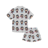 Cute ninja pattern Kids' Boys' Girls' V-Neck Short Pajama Set