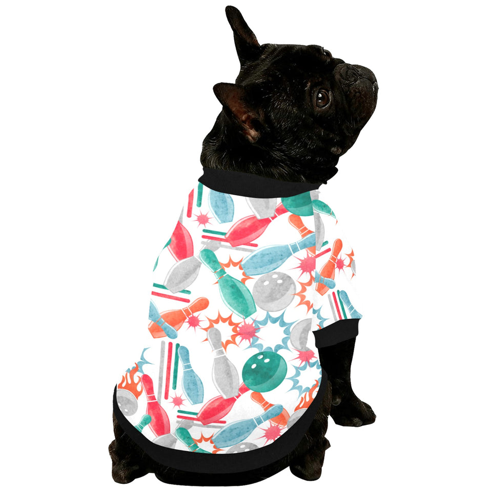 Watercolor bowling pattern All Over Print Pet Dog Round Neck Fuzzy Shirt
