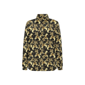 Goldfish Pattern Print Design 01 Women's Long Sleeve Polo Shirt
