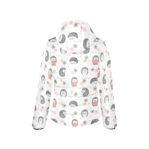 Hedgehog Pattern Print Design 02 Women's Padded Hooded Jacket