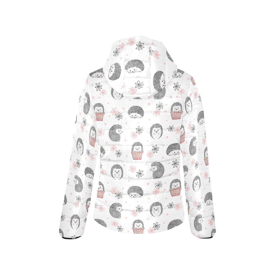 Hedgehog Pattern Print Design 02 Women's Padded Hooded Jacket