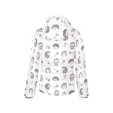 Hedgehog Pattern Print Design 02 Women's Padded Hooded Jacket