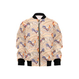 Cute rooster chicken cock floral ornament backgrou Kids' Boys' Girls' Bomber Jacket