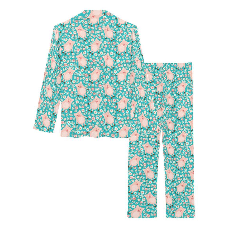 Pig Pattern Print Design 01 Women's Long Pajama Set