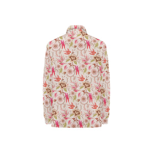 Swallow Pattern Print Design 01 Women's Long Sleeve Polo Shirt