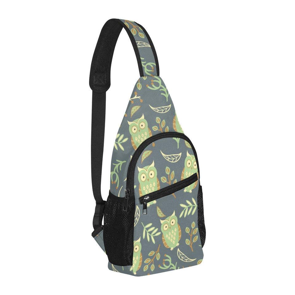Cute owls leaves pattern All Over Print Chest Bag