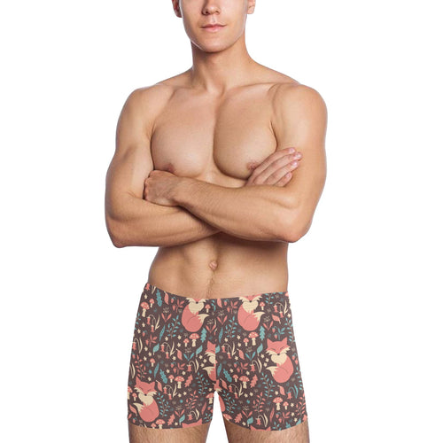 fox leaves mushroom pattern Men's Swimming Trunks