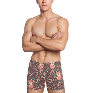 fox leaves mushroom pattern Men's Swimming Trunks