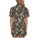 Horse Camouflage Pattern Women's V-Neck Short Pajama Set