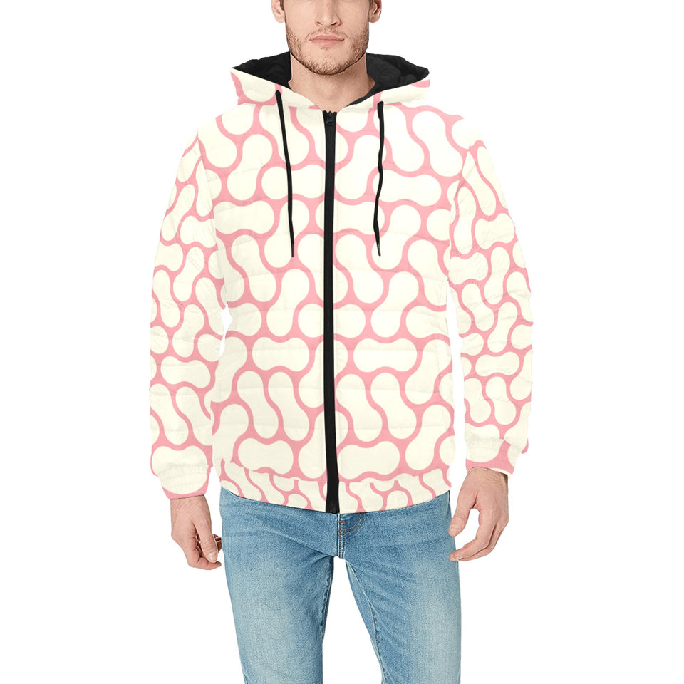 peanuts texture pattern Men's Padded Hooded Jacket