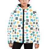 Math Pattern Print Design 05 Kids' Boys' Girls' Padded Hooded Jacket