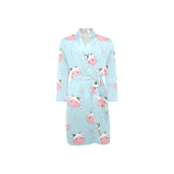 Cute cow flower pattern Men's Long Sleeve Belted Night Robe