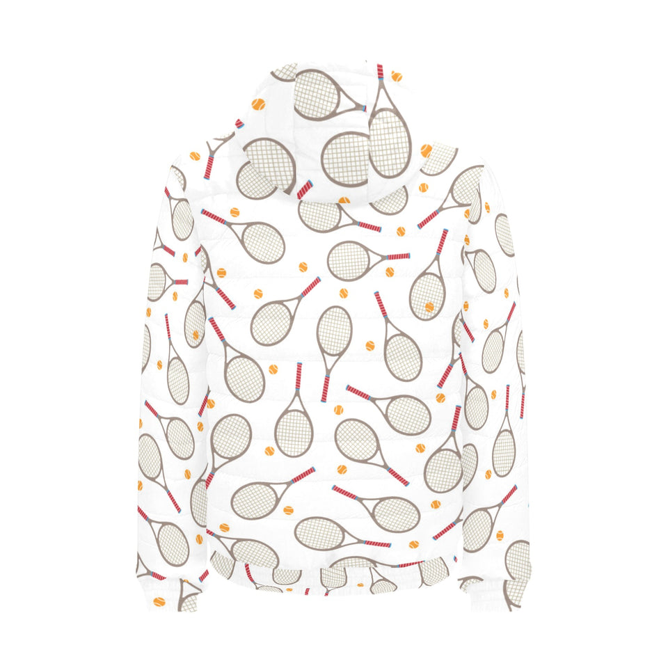 Tennis Pattern Print Design 04 Men's Padded Hooded Jacket