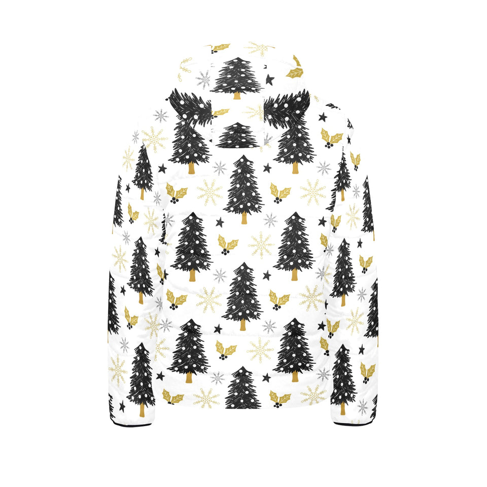 Christmas tree holly snow star pattern Kids' Boys' Girls' Padded Hooded Jacket