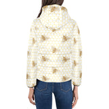 Bee honeycomb seamless design pattern Women's Padded Hooded Jacket