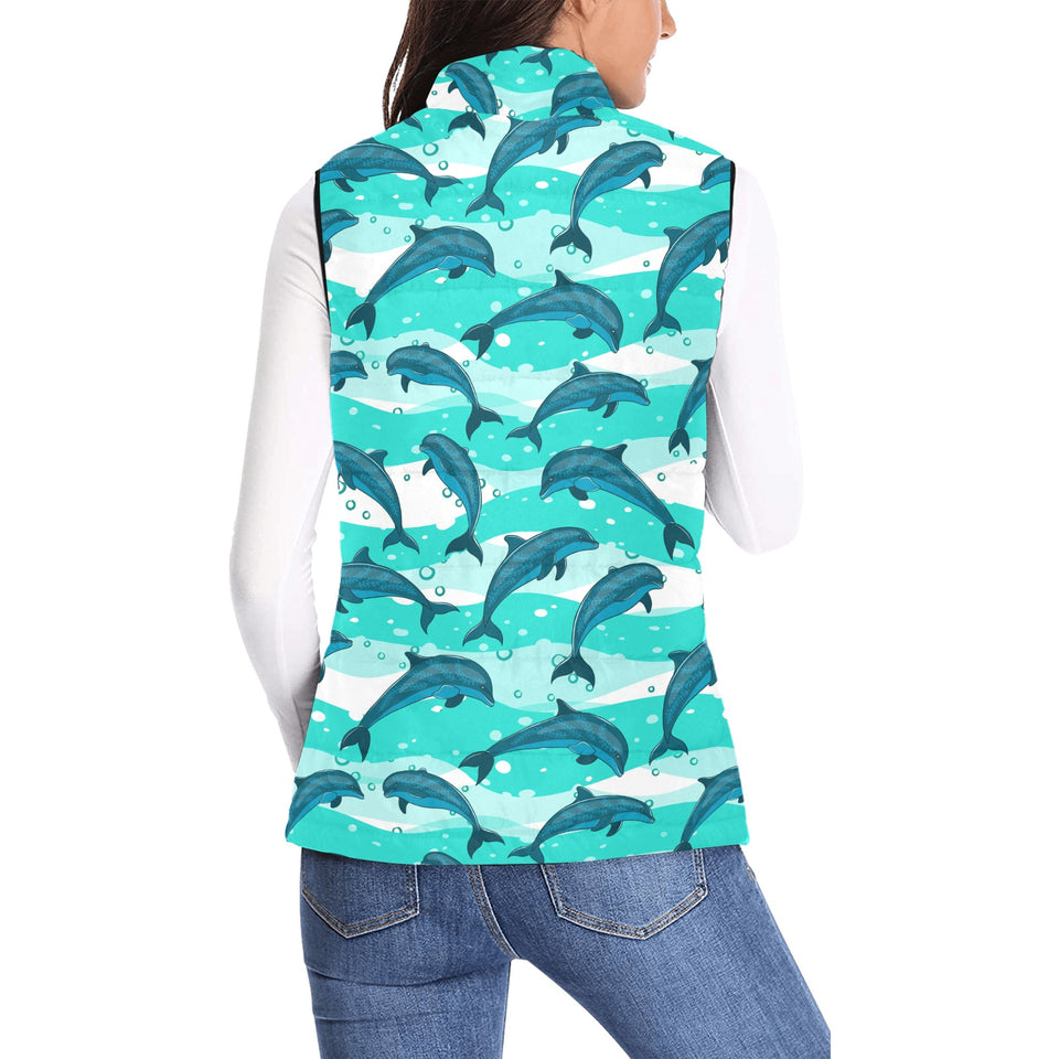 Dolphin sea pattern Women's Padded Vest