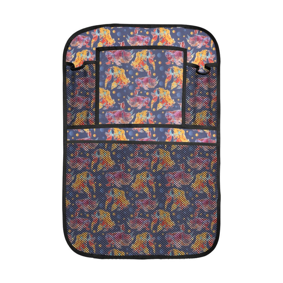 Goldfish Pattern Print Design 05 Car Seat Back Organizer