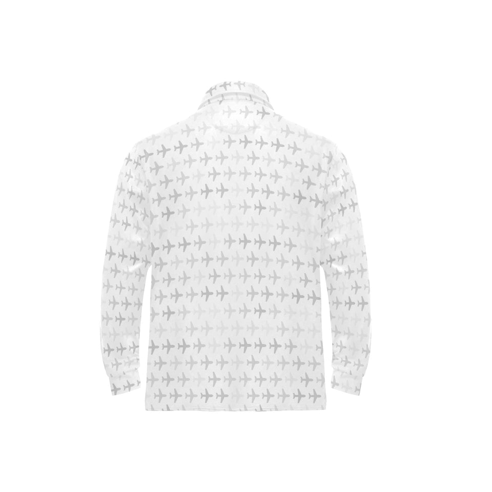Airplane print pattern Men's Long Sleeve Polo Shirt