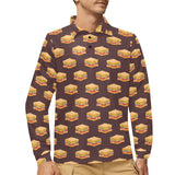 Sandwich Pattern Print Design 04 Men's Long Sleeve Polo Shirt