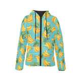 Banana Palm Leaves pattern background Women's Padded Hooded Jacket