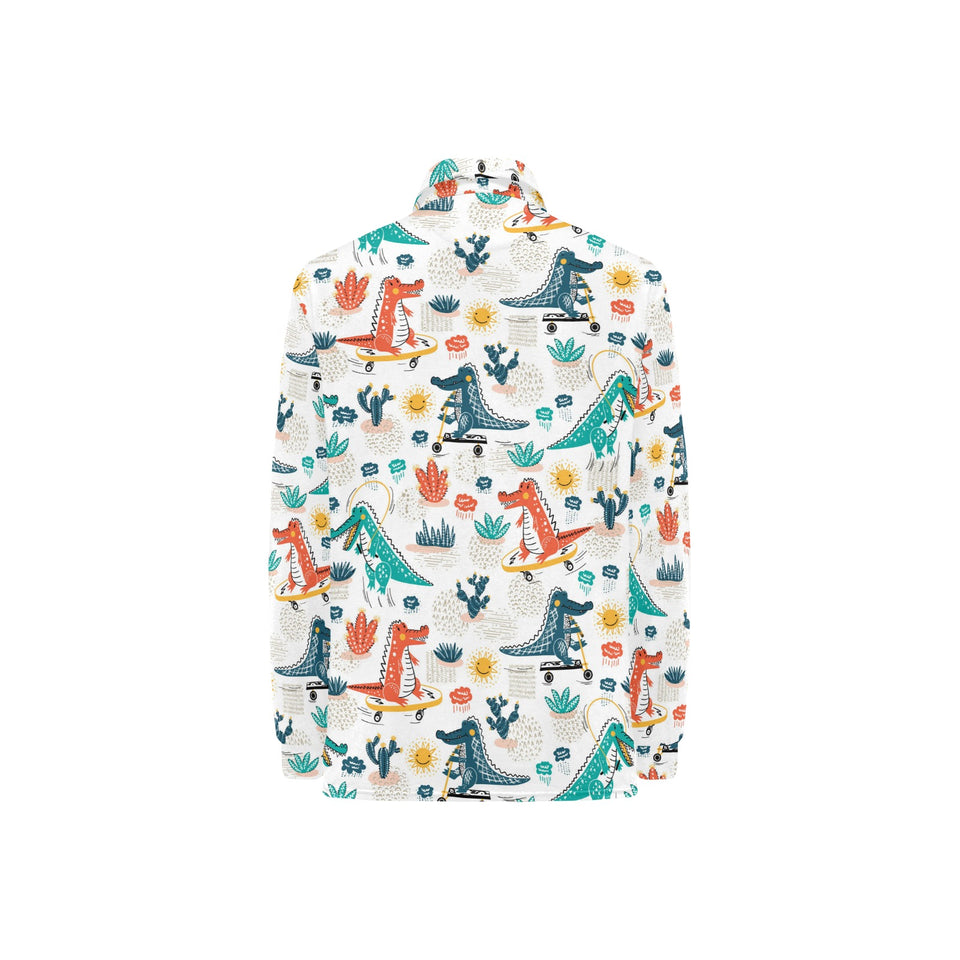 Cute Crocodile Pattern Women's Long Sleeve Polo Shirt