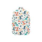 Cute Crocodile Pattern Women's Long Sleeve Polo Shirt