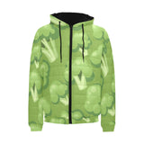 Broccoli pattern green background Men's Padded Hooded Jacket