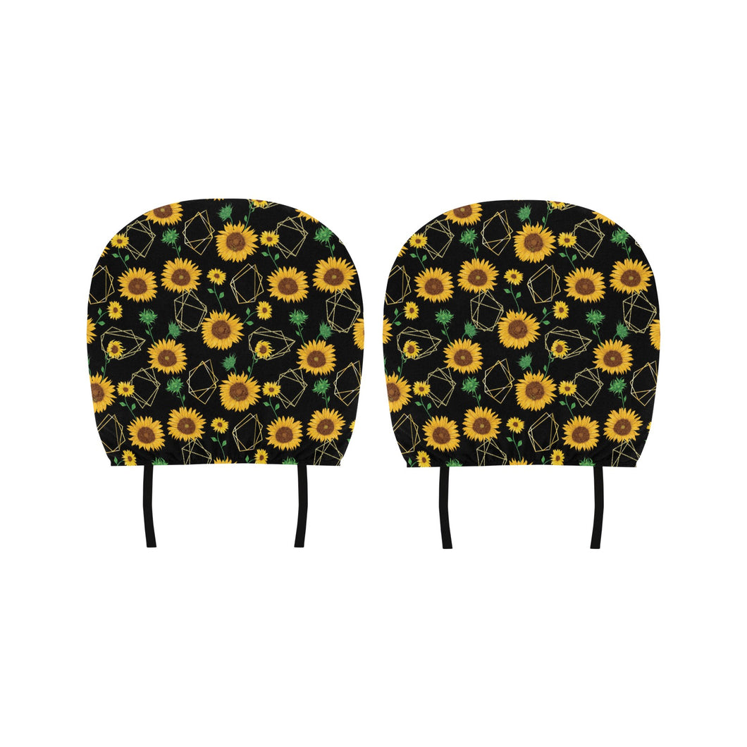 sunflower golden polygonal shapes Car Headrest Cover