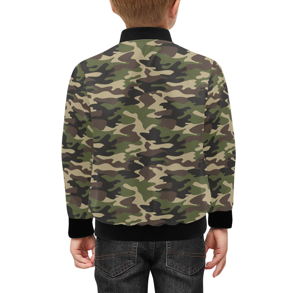 Dark Green camouflage pattern Kids' Boys' Girls' Bomber Jacket