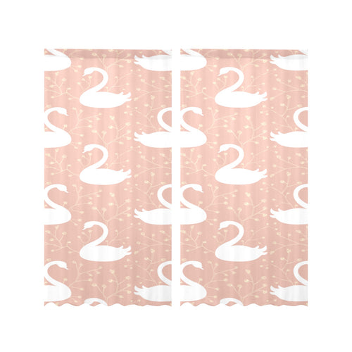 Swan flower light pink background Gauze Curtain