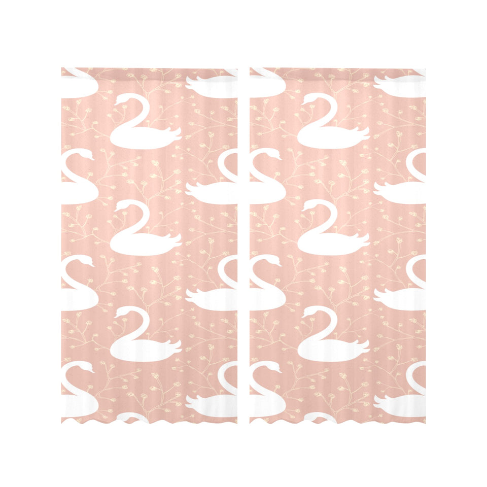 Swan flower light pink background Gauze Curtain
