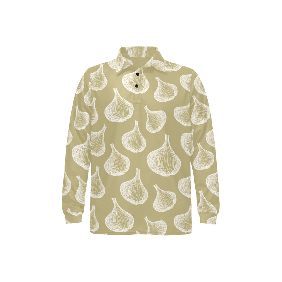 Garlic design pattern Men's Long Sleeve Polo Shirt