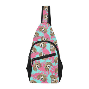 Beagle muzzles turquoise paint splashes pink patte All Over Print Chest Bag