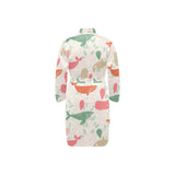 Cute whale pattern Men's Long Sleeve Belted Night Robe
