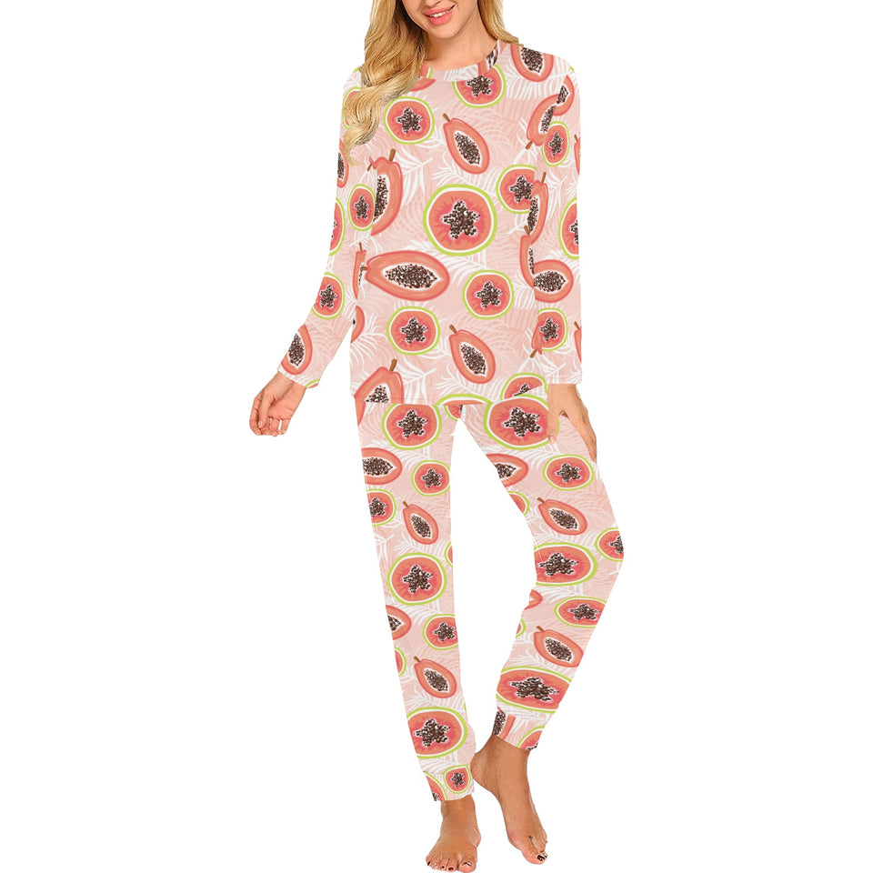 papaya leaves pattern Women's All Over Print Pajama Set