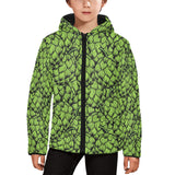 Green hop pattern Kids' Boys' Girls' Padded Hooded Jacket