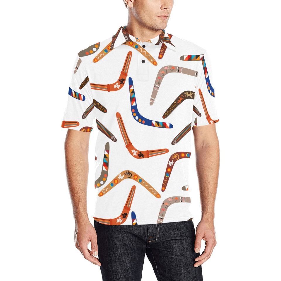 Boomerang Australian aboriginal ornament pattern Men's All Over Print Polo Shirt