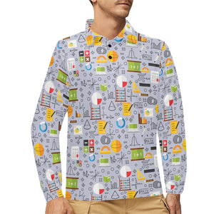 Math Pattern Print Design 04 Men's Long Sleeve Polo Shirt