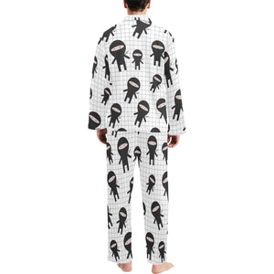 Ninja pattern plaid background Men's Long Pajama Set