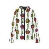 colorful apples leave zebra stripe Women's Padded Hooded Jacket