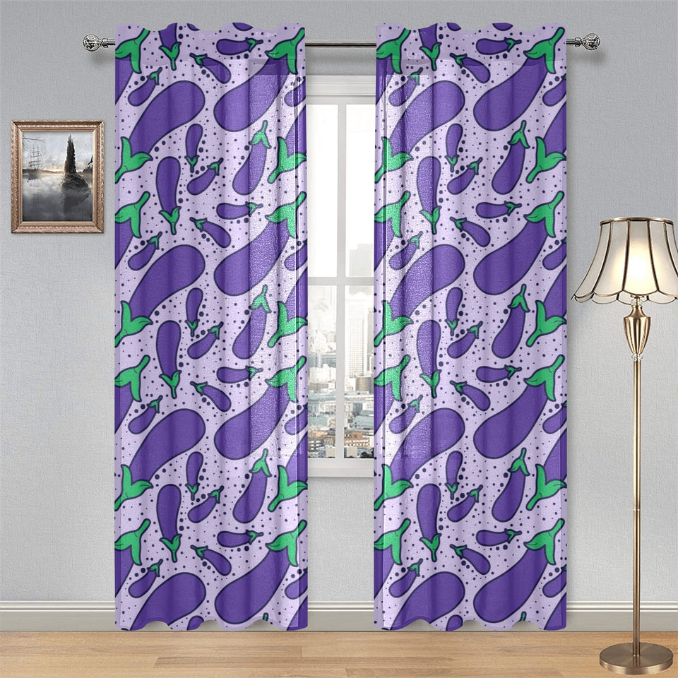 Eggplant Pattern Print Design 03 Gauze Curtain