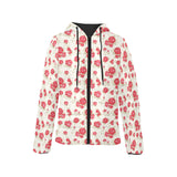 Rose Pattern Print Design 01 Women's Padded Hooded Jacket