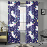 Hand drawn cute unicorn star planet Gauze Curtain